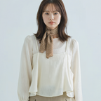 ヴィンテージ風 フィットシルエット フェイクレイヤード シフォン セットアップ　