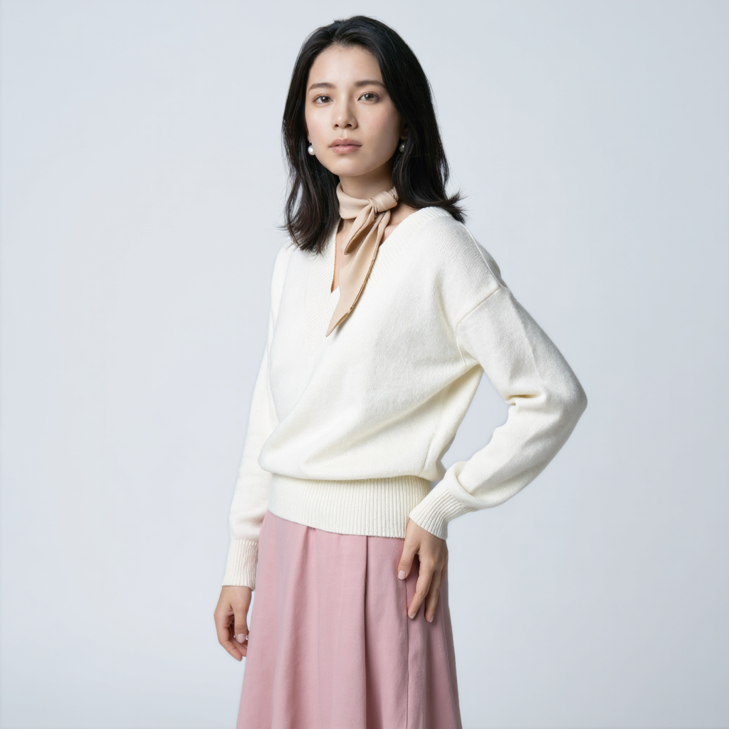リラックス感 ゆったり Vネック ニット