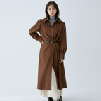 レトロ アシンメトリーボタン シャツワンピース