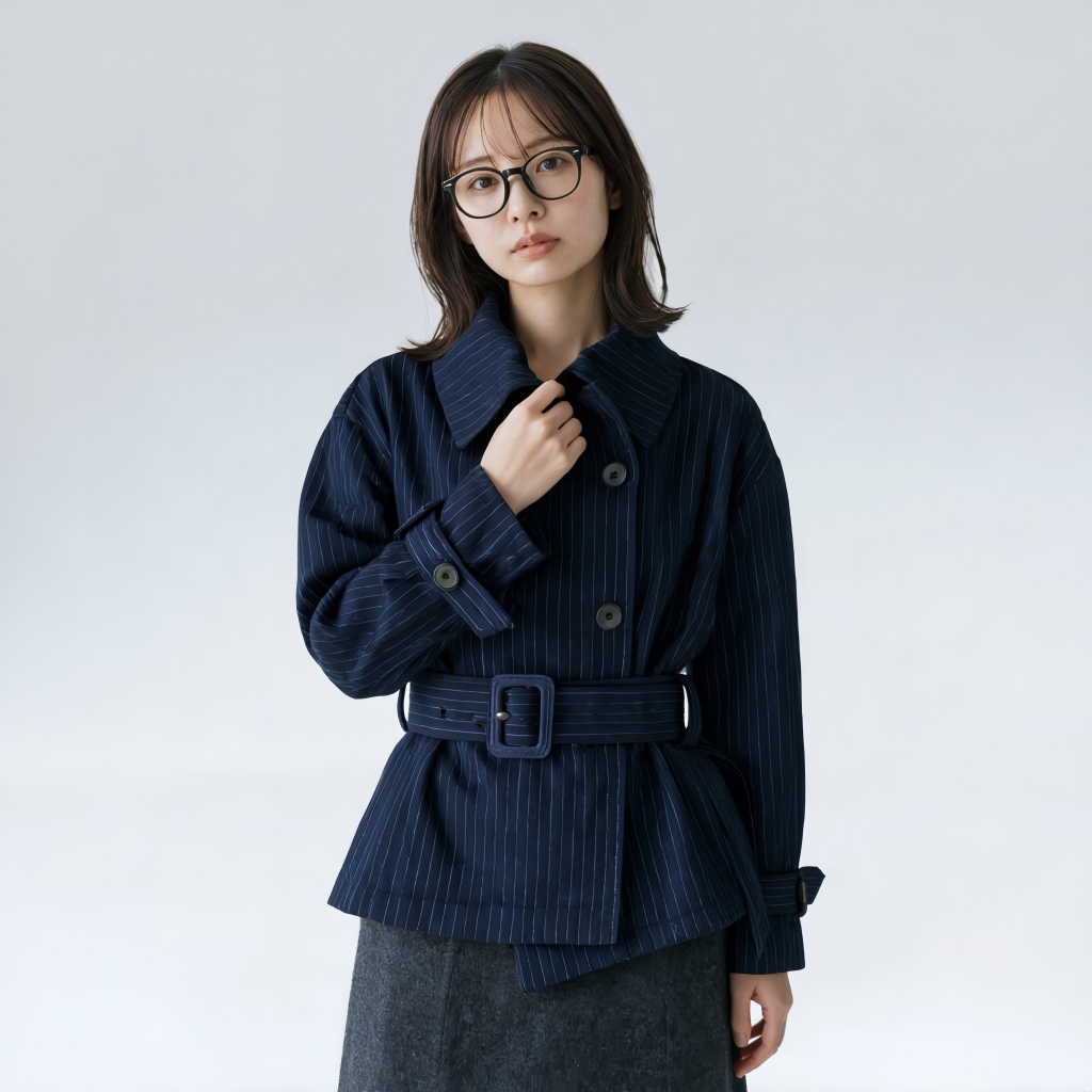 細見え オーバーサイズ 襟付き ドレープジャケット
