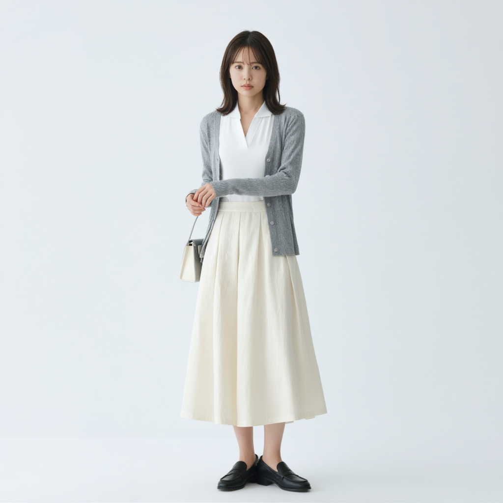 細見え Aライン 立体デザイン ドレープ スカート