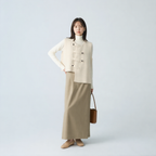 レトロ フィットシルエット フロントボタン ニットベスト