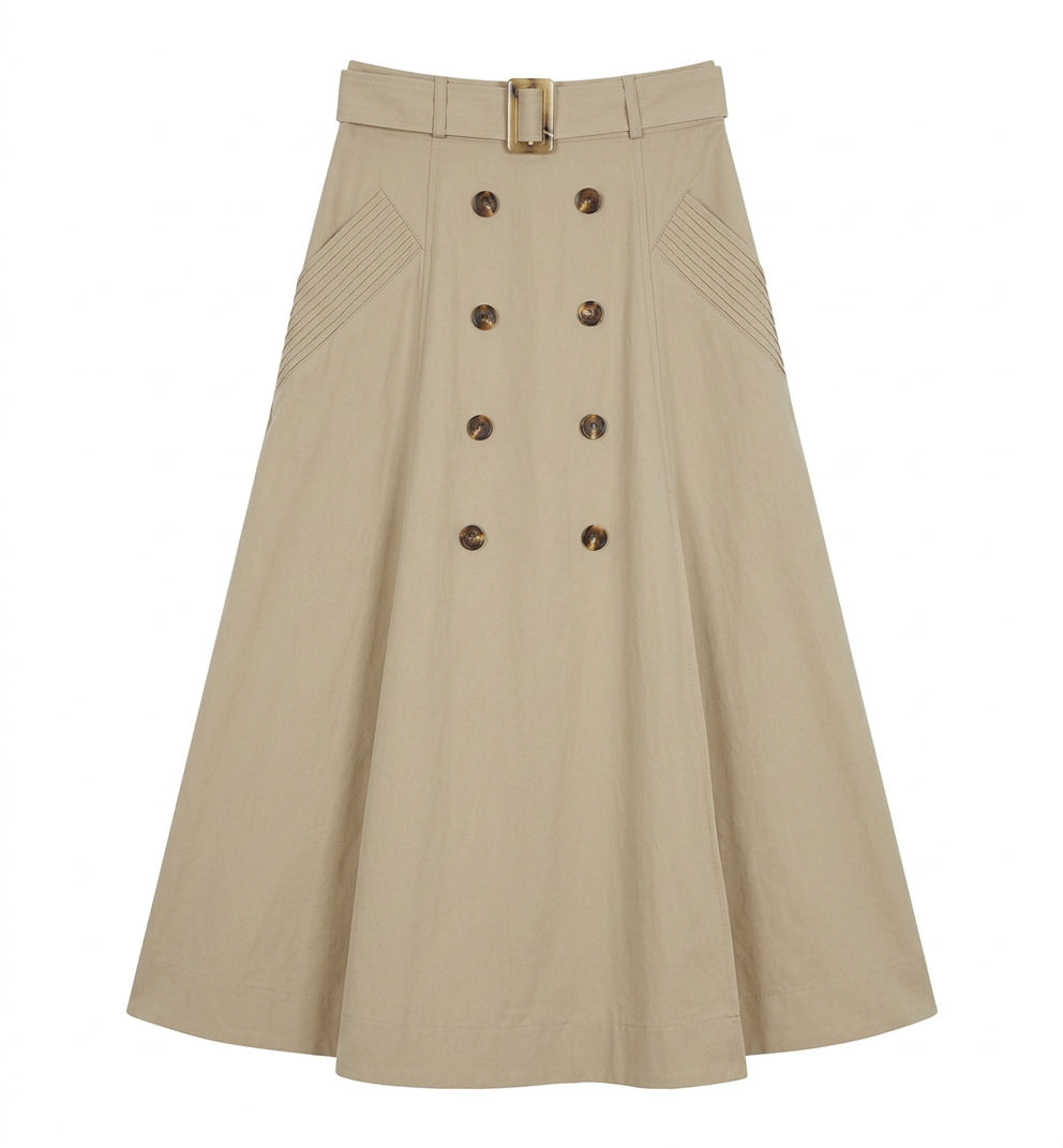 ヴィンテージ風 Aライン ボタンデザイン ドレープスカート