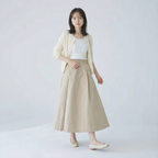 リラックス感 Aライン 切り替え ドレープ スカート