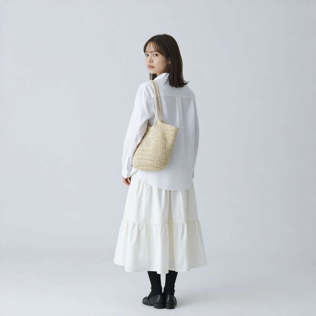 リラックス感 ゆったり 襟付き ドレープシャツ