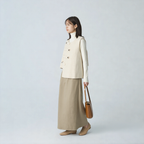 レトロ フィットシルエット フロントボタン ニットベスト