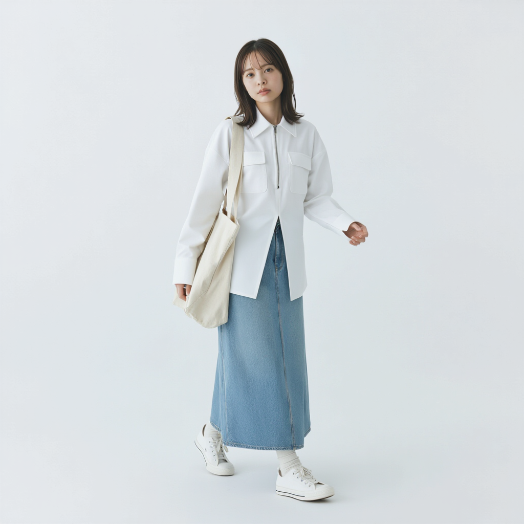 シンプル フィットシルエット 切替デザイン ドレープシャツ