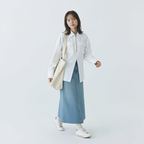 シンプル フィットシルエット 切替デザイン ドレープシャツ