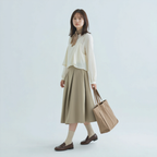 ヴィンテージ風 フィットシルエット フェイクレイヤード シフォン セットアップ　
