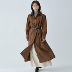 レトロ アシンメトリーボタン シャツワンピース