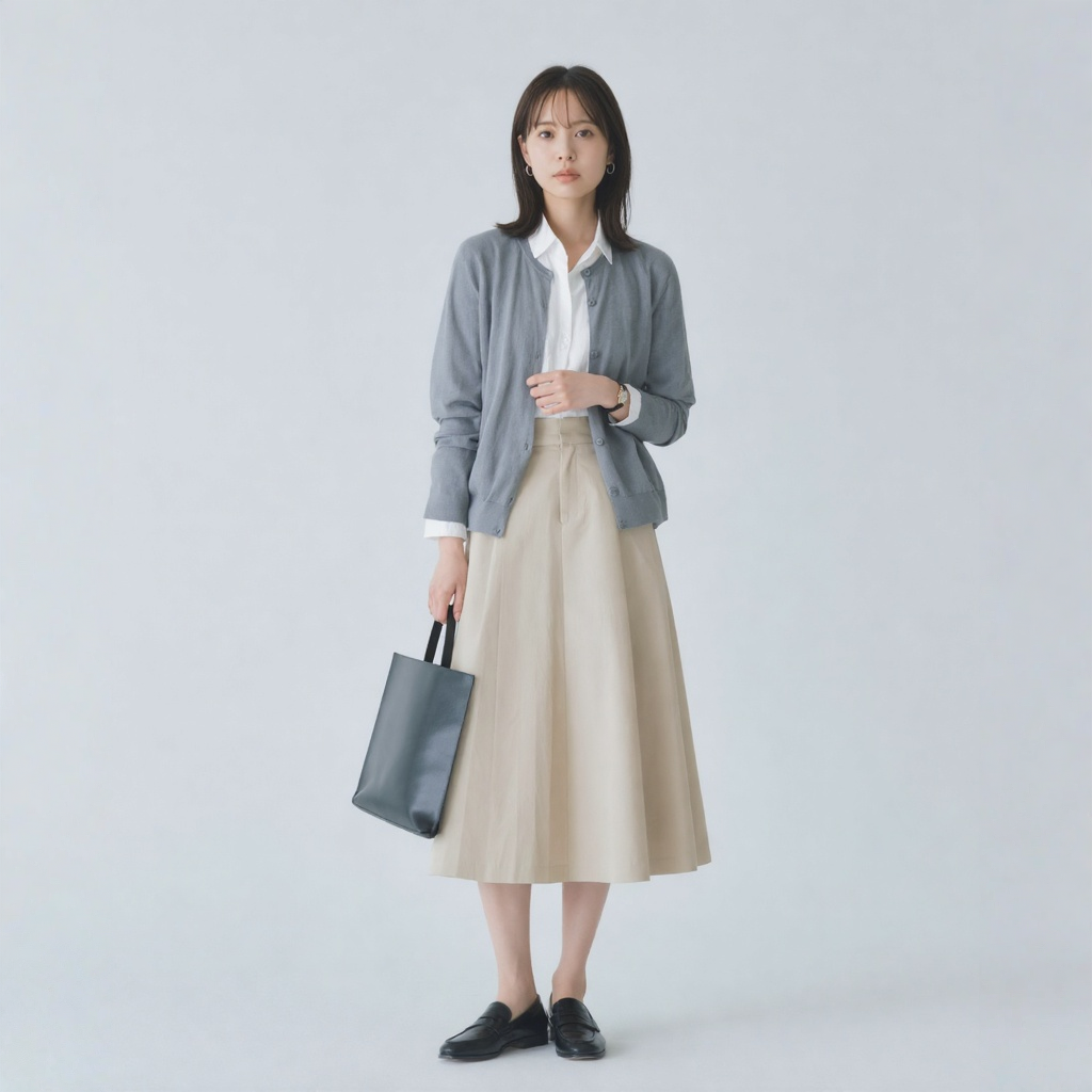 リラックス感 Aライン 切り替え ドレープ スカート