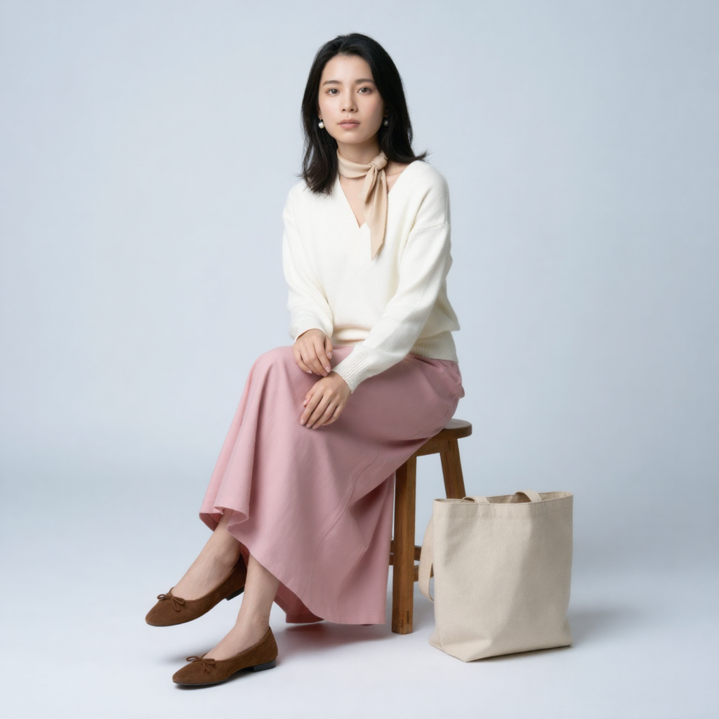 リラックス感 ゆったり Vネック ニット