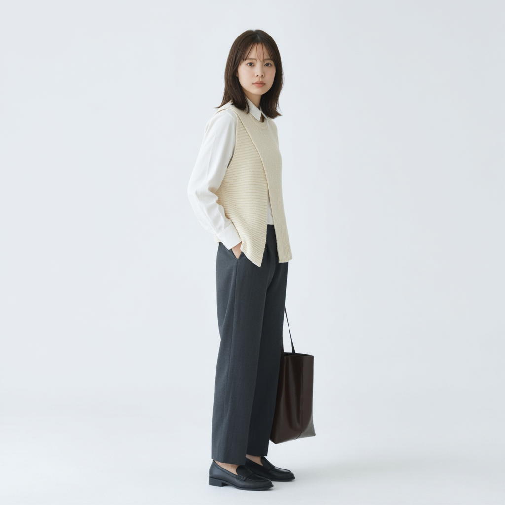 リラックス感 ゆったり ニットベスト