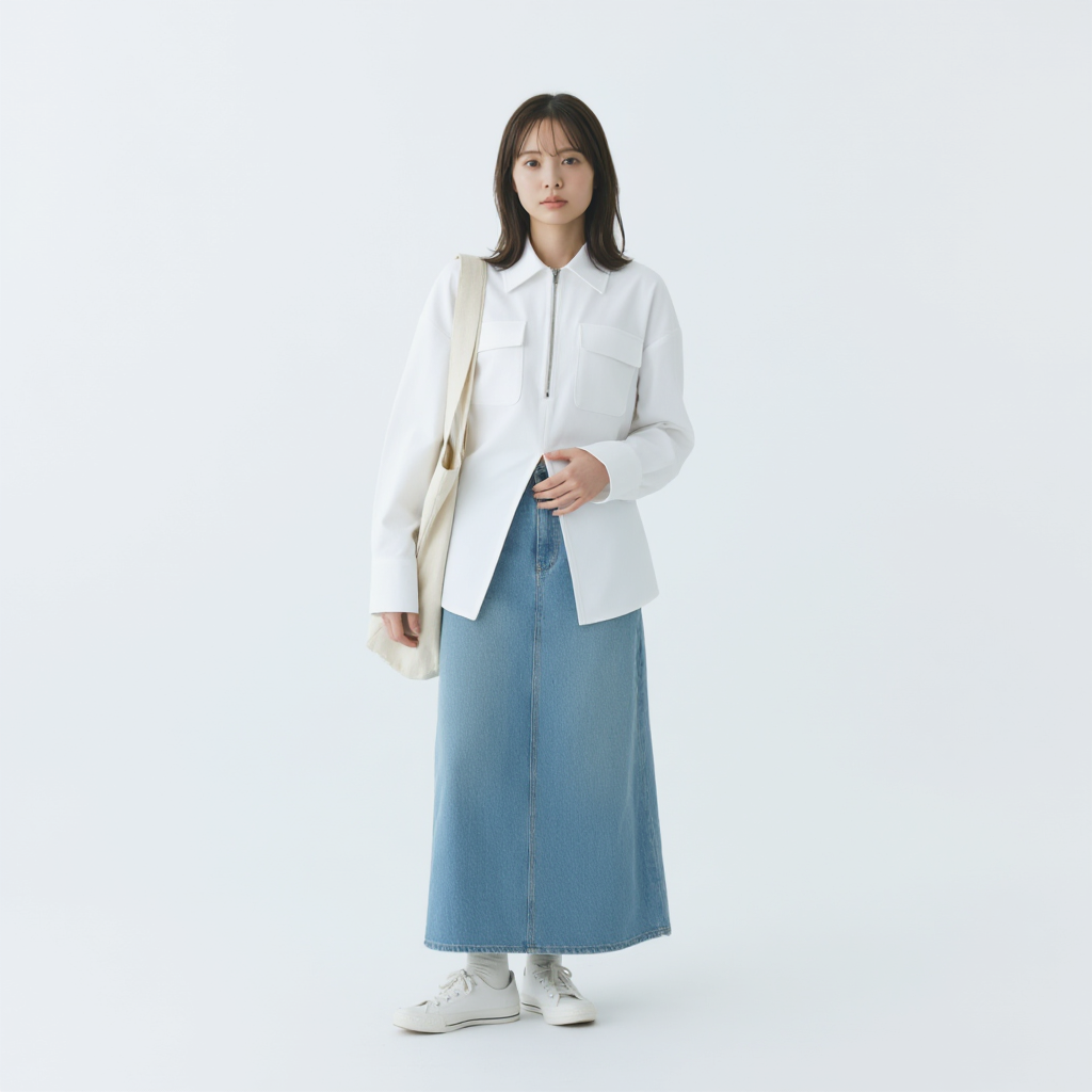 シンプル フィットシルエット 切替デザイン ドレープシャツ