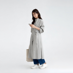 リラックス感 ロング丈 前ボタン ドレープ ワンピース