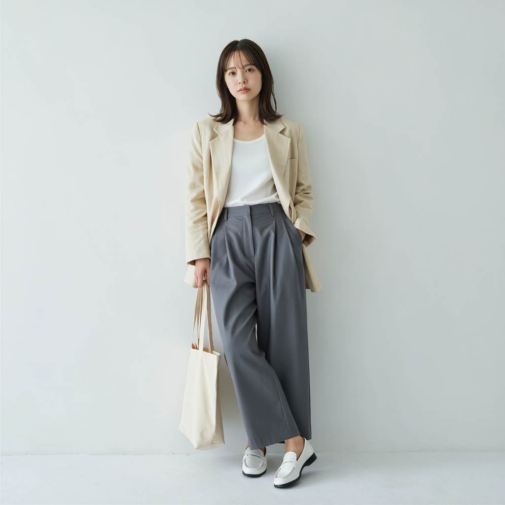 ハイウエスト ワイドスラックス