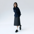 細見え オーバーサイズ 襟付き ドレープジャケット