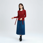 スリムフィット 切り替え リブ ニット