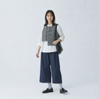 レトロ フィットシルエット フロントボタン ニットベスト