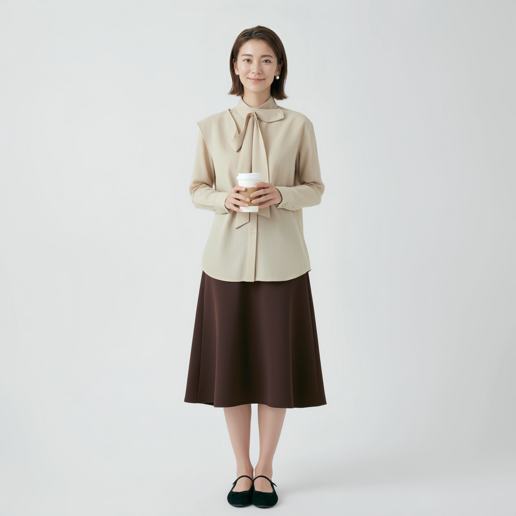 ミニマル ゆったり 襟付き ドレープシャツ