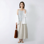 リラックス感 ワイド フェイクレイヤード 綿麻 ワイドパンツ