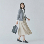 リラックス感 Aライン 切り替え ドレープ スカート
