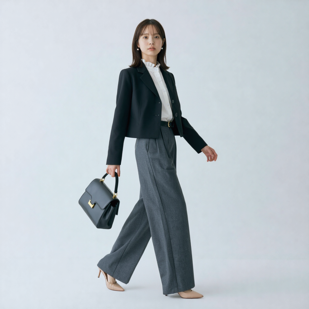 スタイルアップ フィットシルエット メロウフリル コットンシャツ