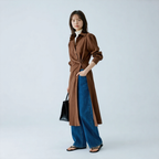 レトロ アシンメトリーボタン シャツワンピース