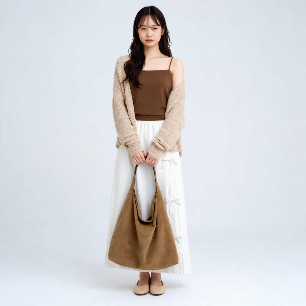 レトロIライン リボンディテールロングスカート