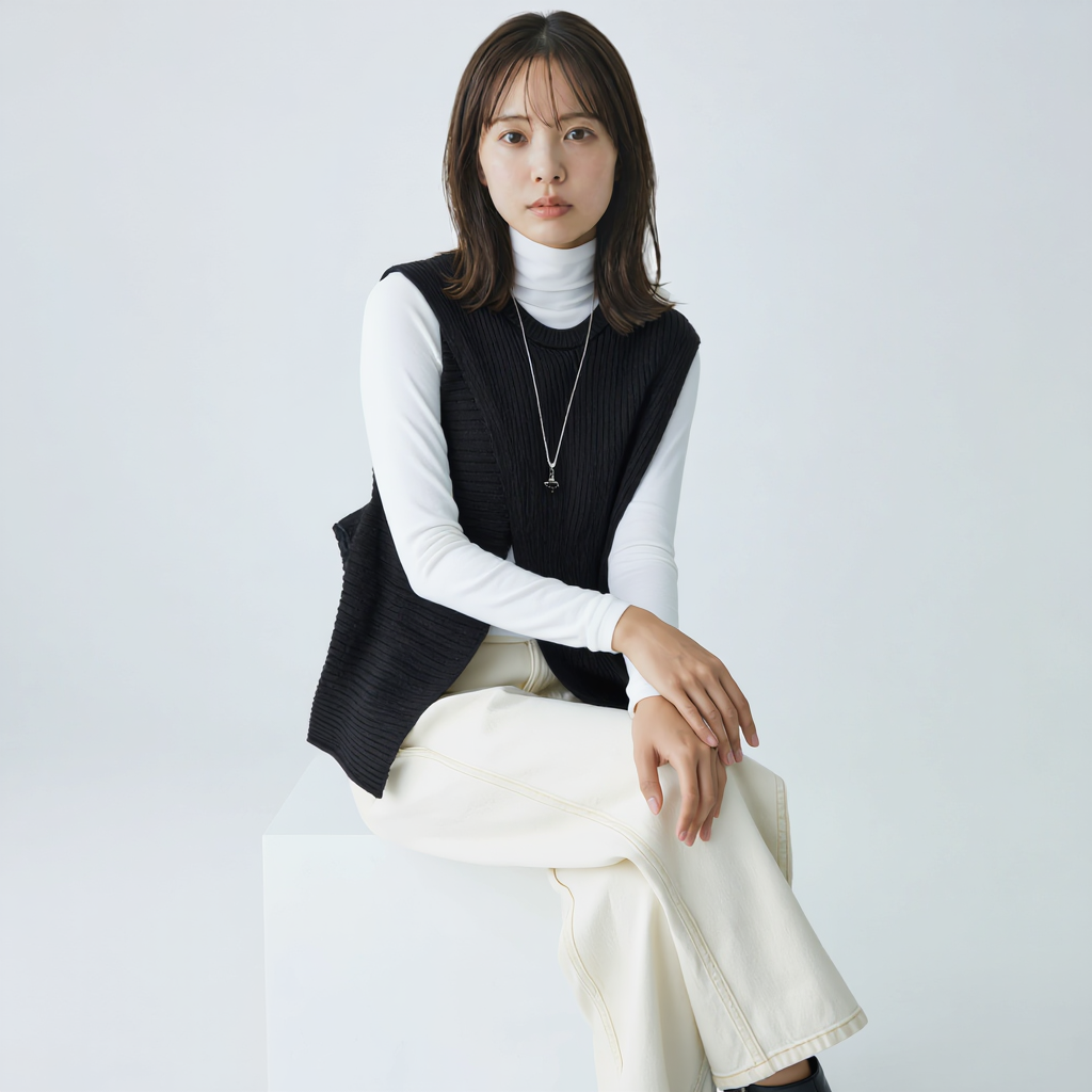 リラックス感 ゆったり ニットベスト