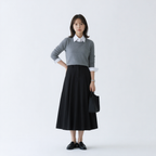 リラックス感 Aライン 切り替え ドレープ スカート