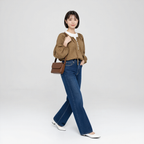 レトロ小格子 ゆったりリボンブラウス