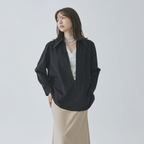 リラックス感 ゆったり 襟付き ドレープシャツ