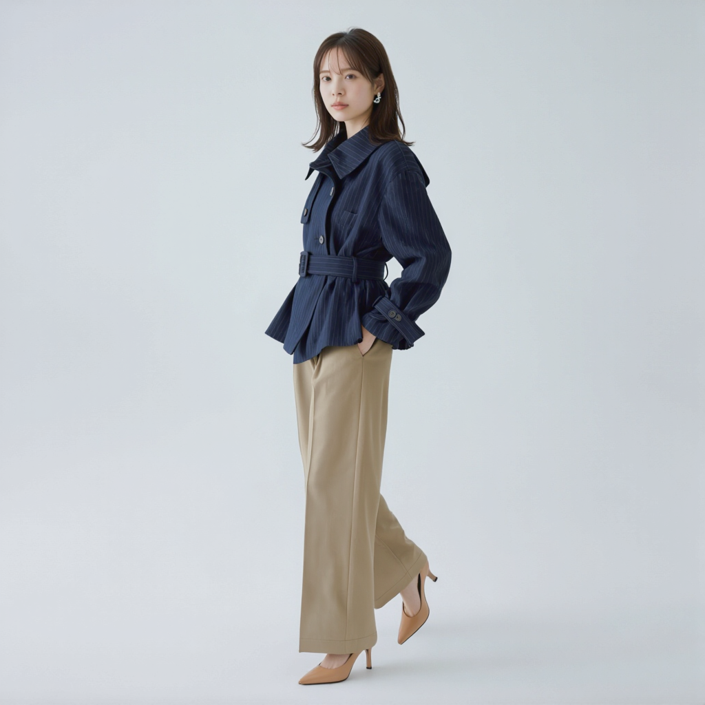 細見え オーバーサイズ 襟付き ドレープジャケット