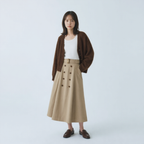 ヴィンテージ風 Aライン ボタンデザイン ドレープスカート