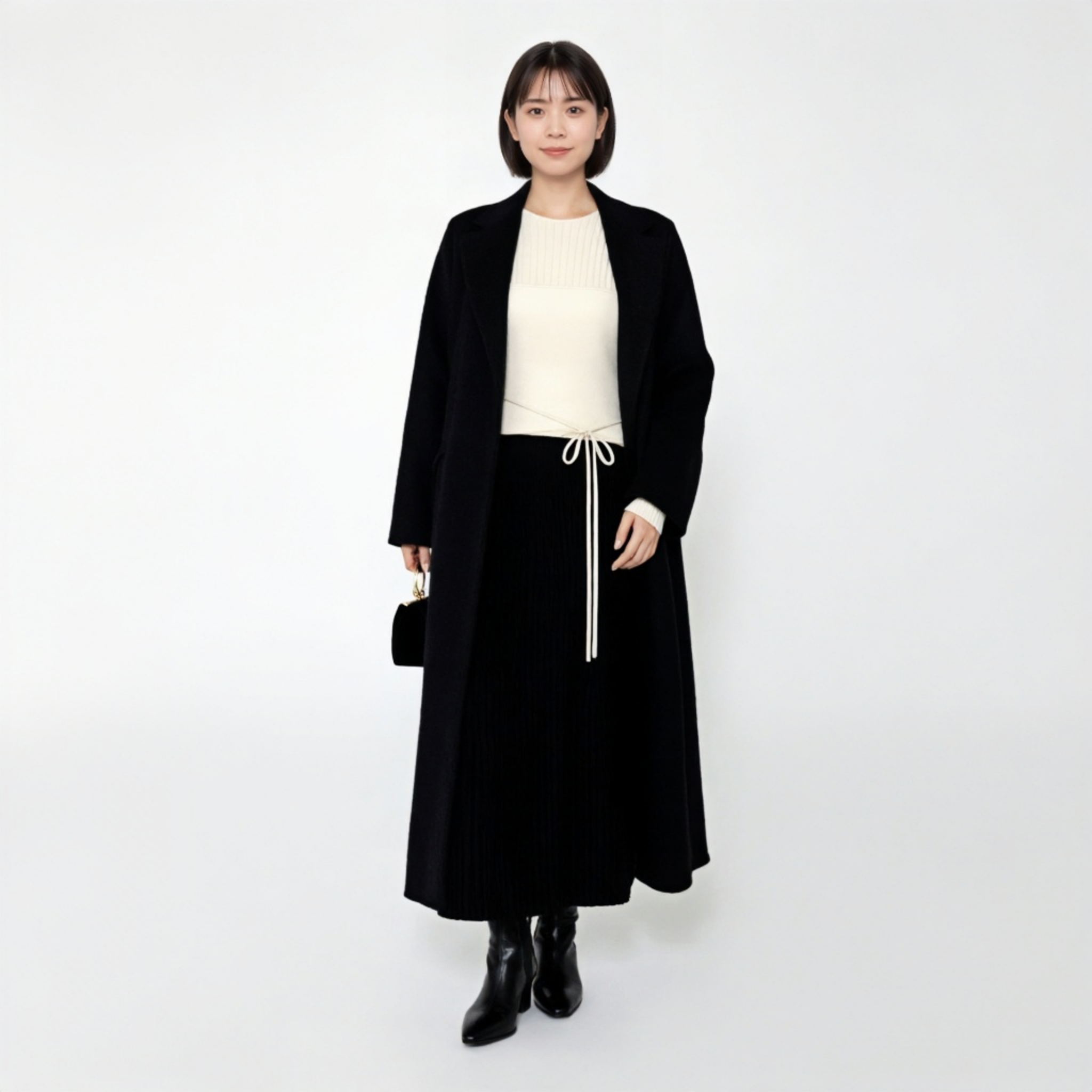 細見え フィット感 リブ ニットセットアップ