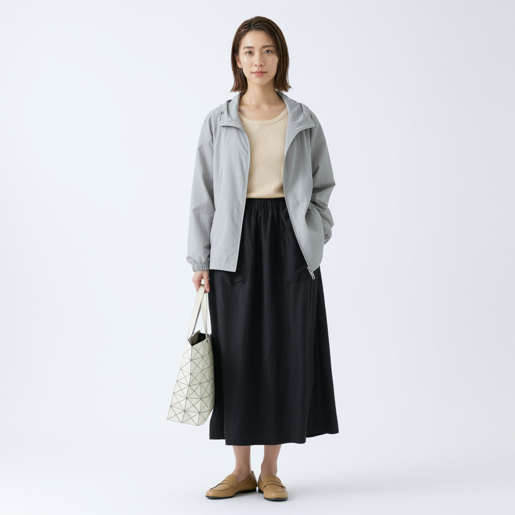 リラックス感 ワイド フェイクレイヤード 綿麻 ワイドパンツ