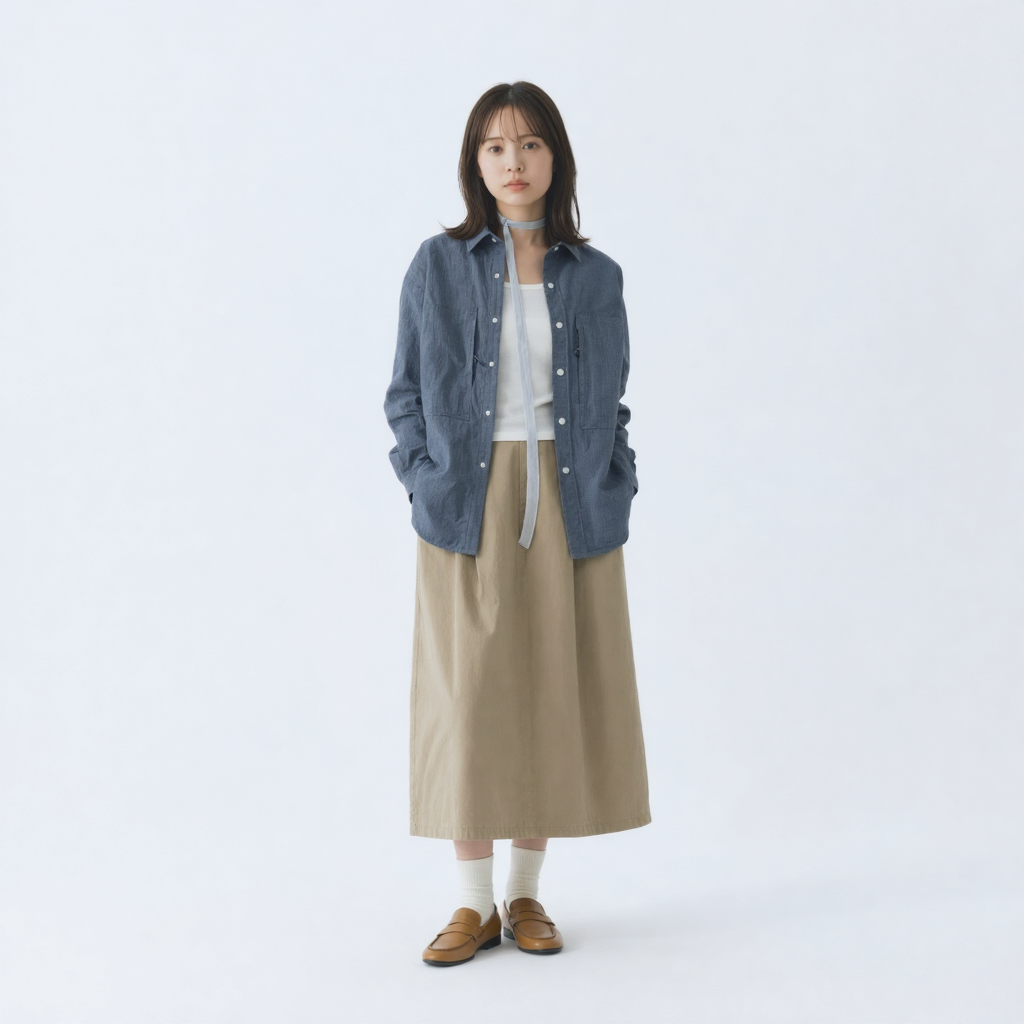 アメカジ オーバーサイズ 切替デザイン ライトシャツジャケット