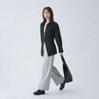 シンプル フィットシルエット 切替デザイン ドレープシャツ