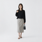 ヴィンテージ風 フィットシルエット フェイクレイヤード シフォン セットアップ　