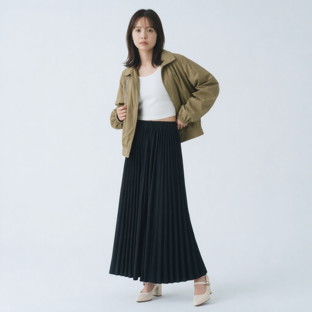 ハイウエスト プリーツワイドパンツ