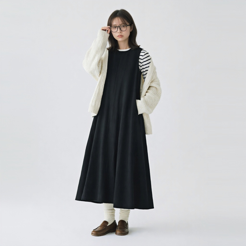 リラックス感 ゆったり ノースリーブ 綿麻 ワンピース