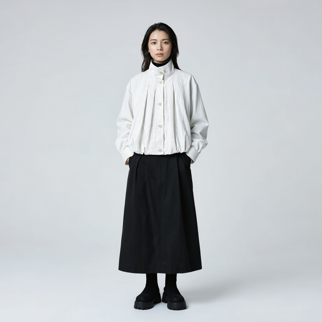 リラックス感 ゆったり スタンドカラー 薄手 アウター