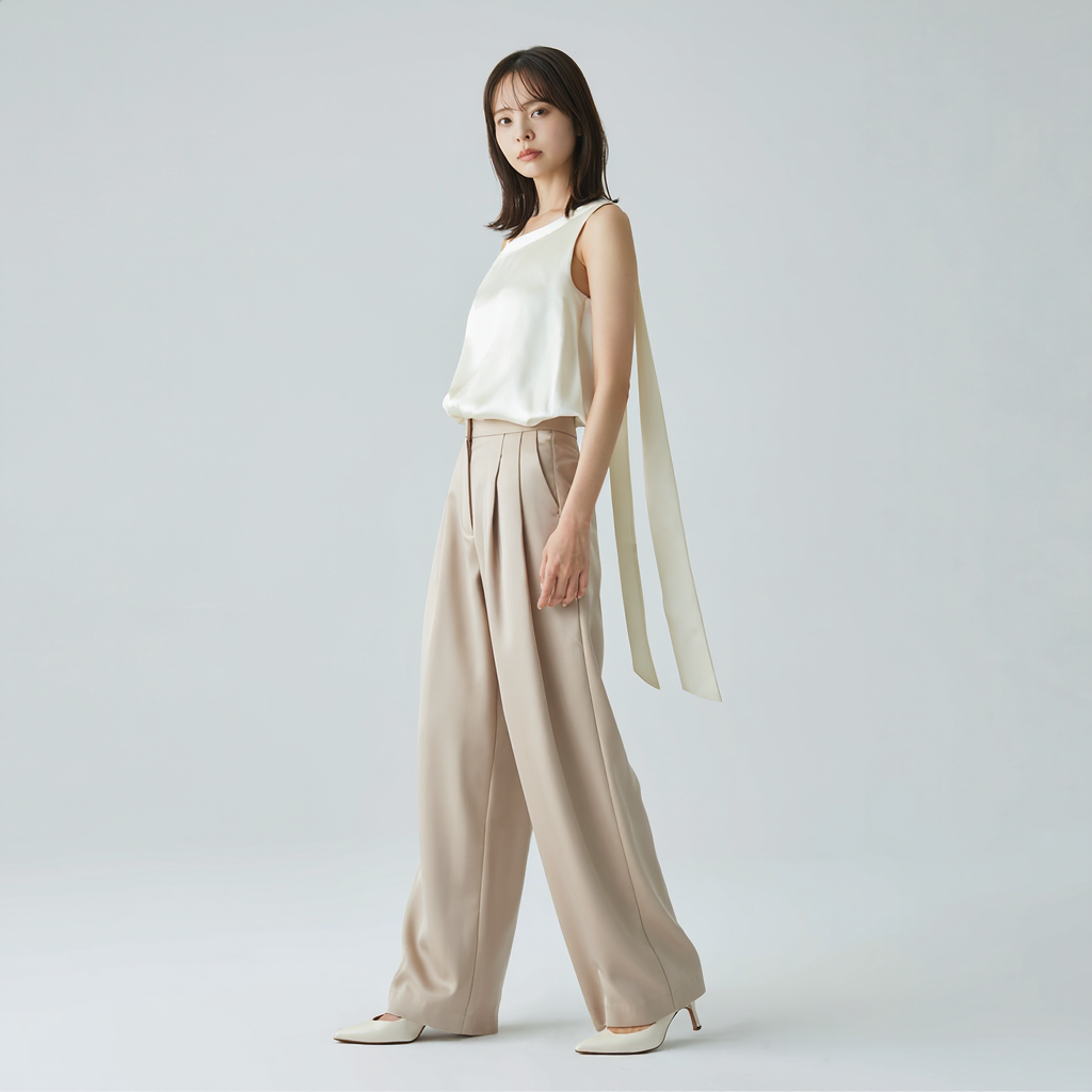 ハイウエスト ワイドスラックス