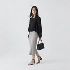ヴィンテージ風 フィットシルエット フェイクレイヤード シフォン セットアップ　