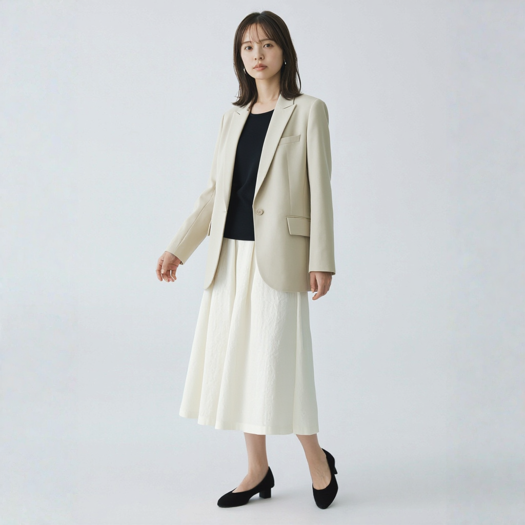 細見え Aライン 立体デザイン ドレープ スカート