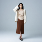 シンプル フィットシルエット 切替デザイン ドレープシャツ