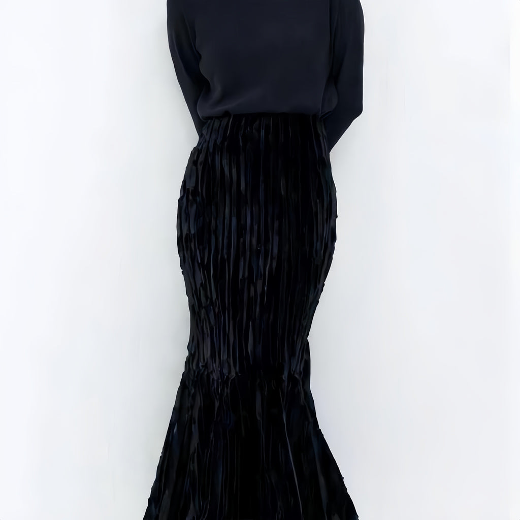 ロングフィッシュテールローワールベルベットスカート