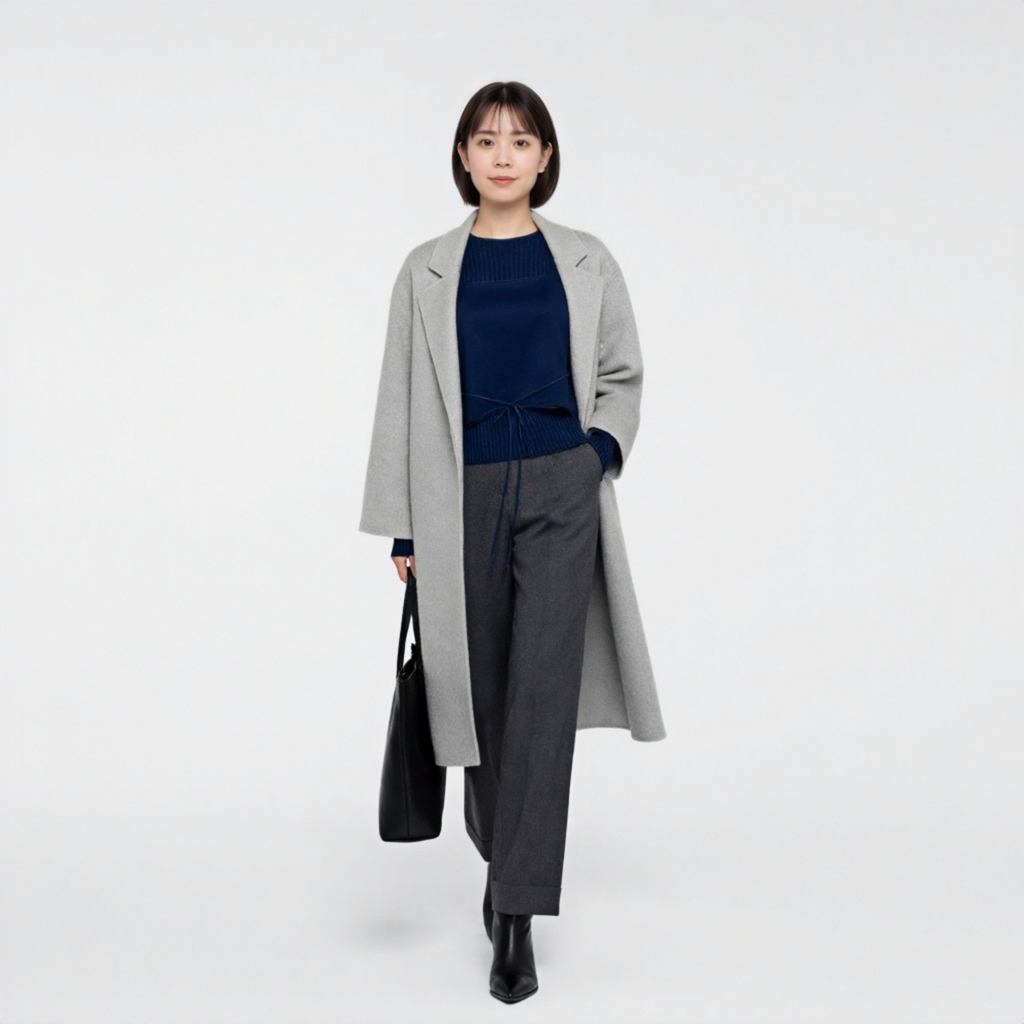 細見え フィット感 リブ ニットセットアップ
