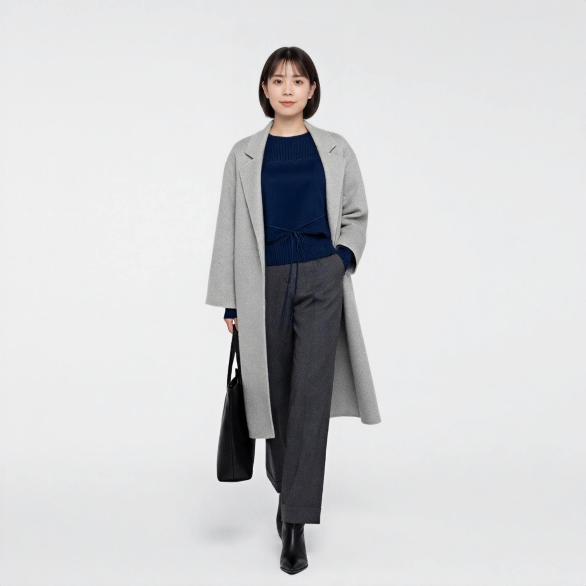 細見え フィット感 リブ ニットセットアップ